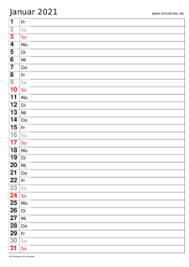 Gratis wochenkalender zum ausdrucken (excel format). Monatskalender Januar 2021 Monats Terminkalender Kostenlos Ausdrucken Pdf