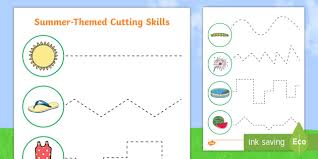 .to cut, printable worksheets for cutting shapes, shapes for kids, cutting and scissor skills. Summer Cutting Skills Worksheet Worksheet