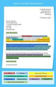 Check spelling or type a new query. Letter To The Editor Leserbrief In Englisch Aufbau Und Beispiele Mit Video
