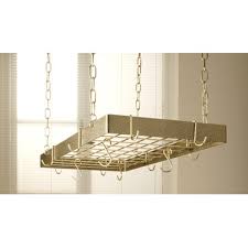 Rogar gourmet rectangle pot rack 30 x 15. Rogar Rectangular Hanging Pot Rack With Grid In Hammered Bronze And Brass