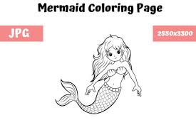 This coloring book page has the difficult easy and can be used for all beginners. Coloring Book Page For Kids Mermaid Graphic By Mybeautifulfiles Creative Fabrica