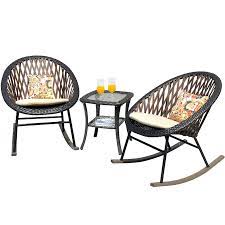 ✅ free shipping on many items! Ovios 2 Wicker Brown Metal Frame Rocking Chair S With Cushioned Seat In The Patio Chairs Department At Lowes Com