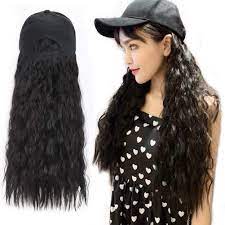Black White Bucket Hat Wig Long Straight Curly Hairpiece Outdoor In Trave Baseball Cap Hats Hair Wig With Hat Buy Hat Wig Long Blonde Human Hair Wig Funny Hair Wigs Product On