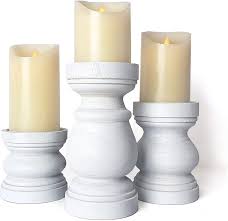 Wood pillar candle holders set of 3. Buy Nayomi Farmhouse Candle Holders For Pillar Candles Rustic White Wooden Candle Holders Pillar Candle Holders Set Of 3 Pillar Candle Holder Set Wood Candle Holders Mantle Stair Step Candle Holder