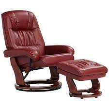 Kyle Ruby Red Faux Leather Ottoman And Swiveling Recliner 8m421 Lamps Plus In excellent condition, rarely used and from a.