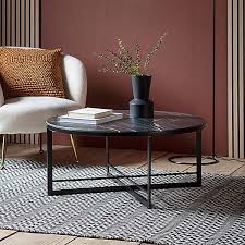 Oak white/dark brown large rectangle marble coffee table with walnut legs Hudson Living Necton Black Marble Coffee Table Witt International