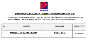 Petron malaysia refining & marketing berhad, an investment company, is engaged in manufacturing and marketing of petroleum products in peninsular malaysia. Jawatan Kosong Terkini Petron Fuel International Technical Services Advisor Kerja Kosong Kerajaan Swasta