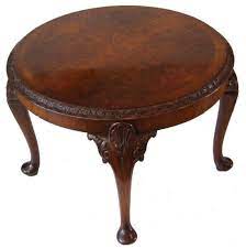 Triangle shaped laminate tops, supported by sturdy black metal tripod style legs; Walnut Antique Coffee Table Antique Coffee Tables Round Wood Coffee Table Coffee Table
