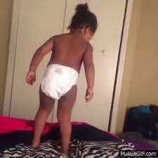 A Baby Jumping Off A Bed On Make A Gif