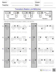 Geometry Worksheets Coordinate Worksheets With Answer Keys Geometry Worksheets Transformations Math Reflection Math