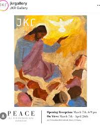 Did Not Our Hearts Burn Within Us?” 6.25x6.25 inches, in a 15” frame. My  solo exhibit “The Veil” opens today at 4:00, including thirty two new  paintings, dozens of new works on