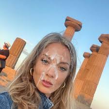Horny blonde tourist cum selfie - Cum Face GeneratorCum Face Generator