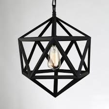 Black Hexagon Led Hanging Lamp Vintage Metal Pendant Lighting With 31 5 Adjustable Chain For Kitchen Beautifulhalo Com