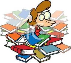 Drawings Of Books In Libraries Clip Art Image A Confused Girl In A Pile Of Library Books Books Royalty Free Clipart Clip Art