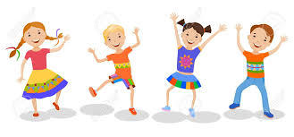 Bailando Conjunto De Pequeños Niños De Dibujos Animados En Ropa ...