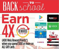 Yes, then you can start from here. Expired Weis Markets Earn 4x Reward Points When Spending 100 On All 3rd Party Gift Cards Ends 8 5 20 Gc Galore