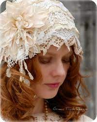 Bridal Cap Veil Made Of Vintage Lace 1920 S Flapper Style Bridal Cap Wedding Hats Bridal Cap Veil