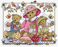 A list of cross stitch kits, cross stitch patterns and stamped kit available at everything cross stitch. Lesley Teare Designs Teddy Bears Picnic Cross Stitch Pattern