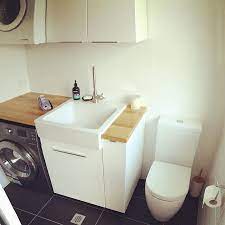 This multifunctional room more interesting with good arrangement and organized, such as storage racks, wooden furniture and interior color choices. Small Laundry Room Ideas With Toilet Ecsac