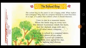 Working with the poem (page 35). Ncert Class 8th Honeydew The School Boy Poem English Explanation Youtube