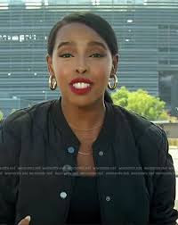 WornOnTV: Mona's black quilted bomber jacket