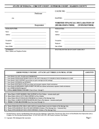O ne or both spouses have lived in indiana for the last six months; Financial Declaration Form Indiana Fill Online Printable Fillable Blank Pdffiller