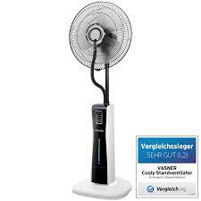 Die wirbelnde luft kühlt den schweiß auf unserer haut und lässt uns erfrischt fühlen. Vasner Cooly Standventilator Mit Spruhnebel Vasner Shop