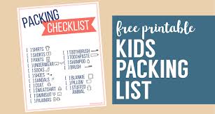Free Printable Vacation Packing List Template For Kids Paper Trail Design