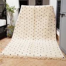 Black And White Moroccan Rug Moroccan Rug Creamy White Moroccan Wool Rug With Black Dots Etsy Beni Ourain Rugs Moroccan Rug Beni Ourain