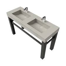 double concrete half trough sinks