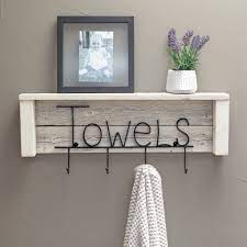 Create additional bathroom storage with ease and beauty with our selection of shelves. Bathroom Towel Rack And Shelf Whitewash Drakestone Designs
