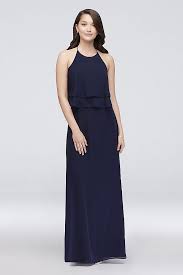 Tiered Ruffle Chiffon High Neck Bridesmaid Dress David S Bridal High Neck Bridesmaid Dresses Bridesmaid Dress Sale Discount Bridesmaid Dresses