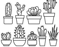Aesthetic Black And White Cactus Drawing Doodle Potted Flowers Digital Clip Art For Scrapbooking Card Making Cupcake Toppers Paper Crafts In 2020 Succulents Drawing Cactus Drawing Cactus Clipart