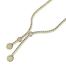Pave Ball Accented Forked 4 Prong Tennis Necklace Swan Mounting Tennis Necklace Necklace Prong