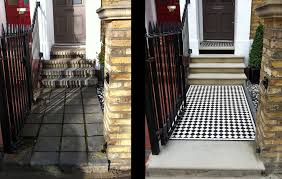 Get creative with step risers and design distinctive and contrasting edges on your steps. York Stone Front Door Steps Novocom Top