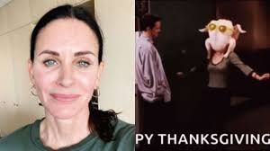 Courteney cox was born on june 15, 1964 in birmingham, alabama. Courteney Cox Recreates Friends Thanksgiving Day Watch Her Turkey On The Head Moment