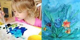 Once your kids are happy with the effect they have got, ask them to tilt the board and drip off all the excess paint into the bin. Watercolor Projects Kids Love 60 Watercolor Art Activities For Children