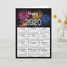 Happy New Year Card With 2020 Calendar Business Template Gifts Unique Customize Diy Personalize New Year Card Happy New Year Cards Happy New Year Design