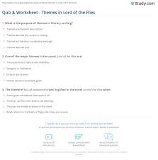 Conflicts arise from the very beginning. Quiz Worksheet Themes In Lord Of The Flies Study Com