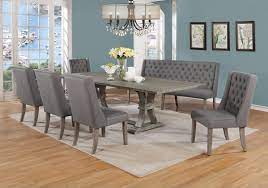 Possesses a clean, transitional motif that will complement almost any kitchen or dining room décor. Best Quality D26 7pc Gy 7 Pc Gracie Oaks Desjardins Denville Antique Rustic Grey Finish Wood Dining Table Set Grey Chairs