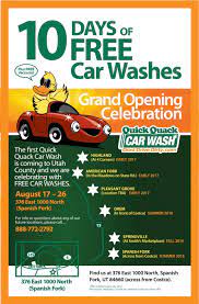 By clicking 'submit' you agree to receive your free birthday gift and other specials/promotions from quick quack car wash. Quick Quack Car Wash Celebrates Grand Opening Of The First Of Ten Utah County Locations With Ten Days Of Free Car Washes