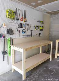 Put two holes in the cross support of the frame. Build A Basic Workbench