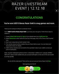 Razer gold is the unified virtual credits for gamers worldwide. Looks Like You Get 10 Worth Of Razer Gold If You Were One Of The Selected 1000 That Pre Registered For The Stream Razer