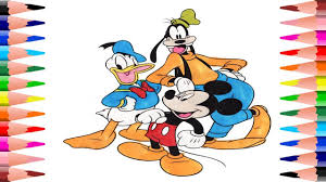 Click here to download the free printable. Painting Mickey Mouse Donald Duck And Goofy Coloring Pages Coloring Disney Mickey Mouse For Kids Youtube