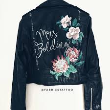 Hand Painted Wedding Leather Jacket For Brides Custom Design Order Yours Here Leather Jacket Wedding Hand Painted Leather Jacket Painted Leather Jacket