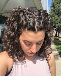 Simple two braids hairstyle, this is looks very suitable for street style outfit also cutest choice for young ladies 80 Best Braids For Short Hair Braids For Short Hair Curly Hair Styles Naturally Curly Hair Braids