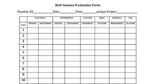 free 7 sensory evaluation form samples in sample example