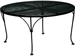 Outdoor coffee & side tables : Woodard Wrought Iron Mesh 42 Wide Round Chat Table With Umbrella Hole Wr190294