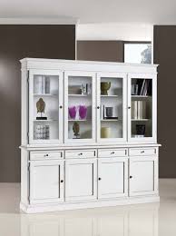 Piano della base e cimasa dell'alzata sono in legno massello. Credenza Cristalliera In Legno 4 Porte Mod Martini Shabby Chic Bianca Art 221