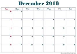 December 2018 Calendar In Word 2018 Calendar Template Calendar Template 2018 Printable Calendar